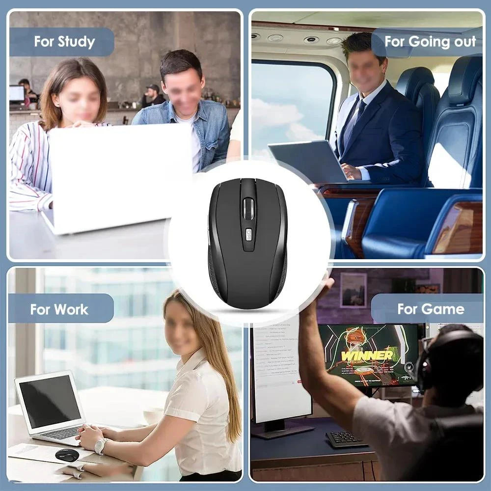 2.4G Wireless Mouse - Silent Portable Rechargeable Ergonomic Computer Mouse