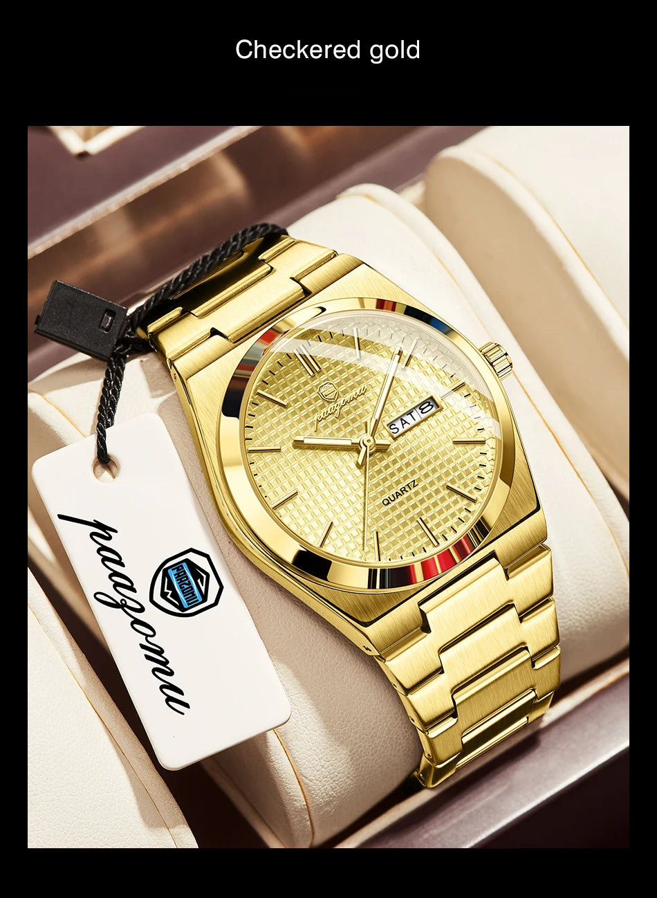 PAAZOMU Luxury Men's Chronograph Watch - Luminous, Waterproof, Dat Display