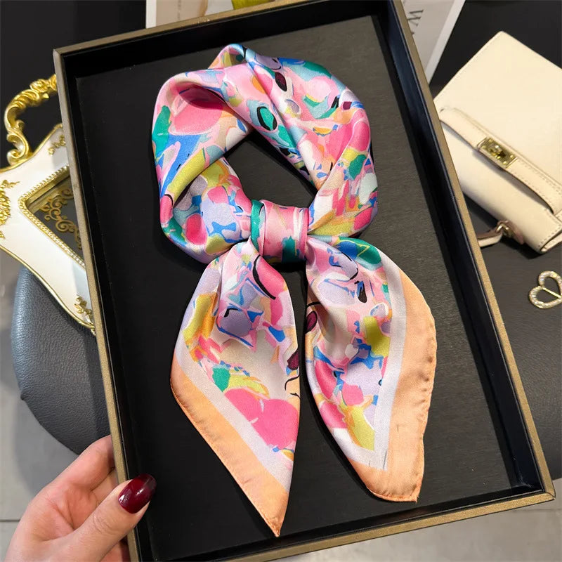Bohemian Luxury Silk Square Scarf for Women Designer Print Shawl & Versatile Wrap
