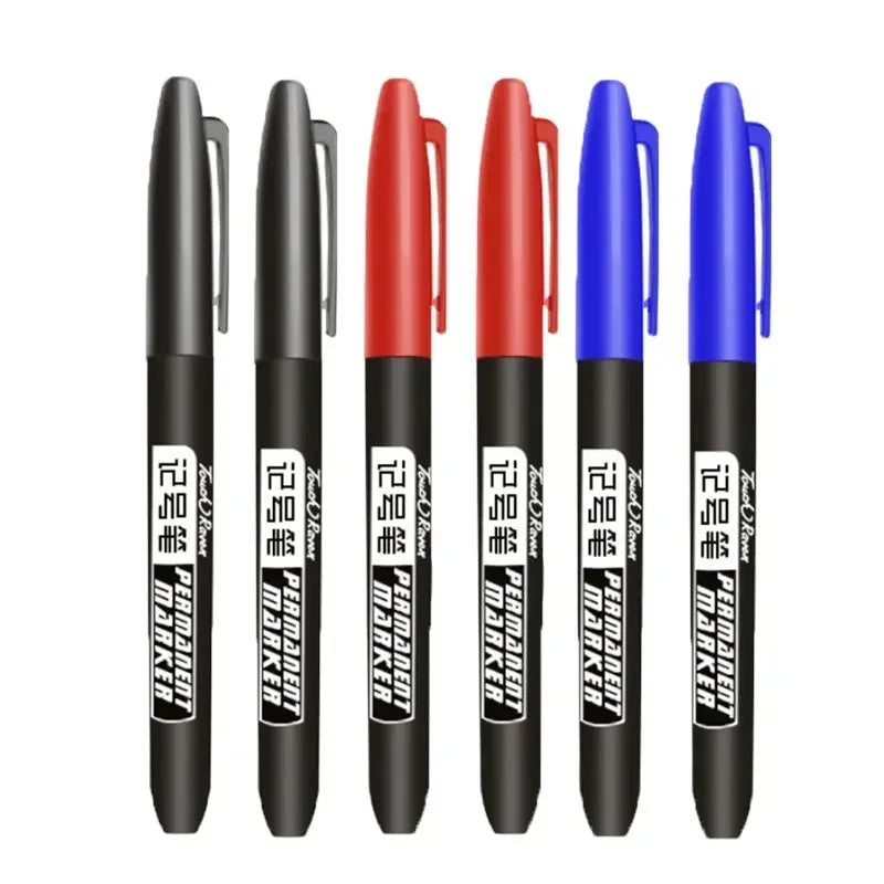 Permanent Maker Pen Set-Waterproof Drawing Markers in Black, Blue & Red