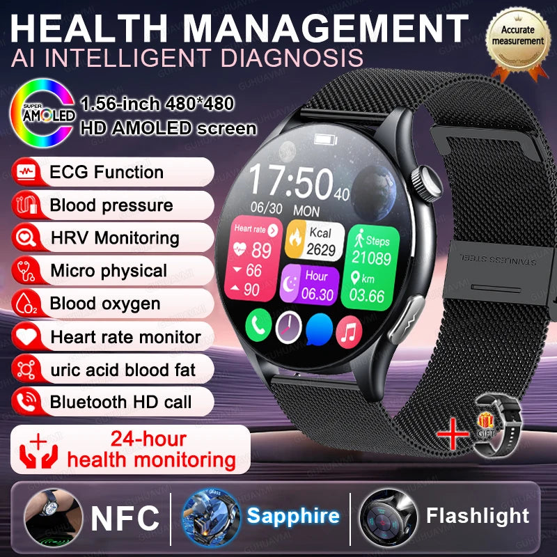 2025 Clinical Grade Laser Therapy Smartwatch - Blood Pressure Heart Rate Monitor