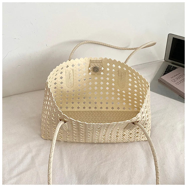 Women's Woven Shoulder Bag - Luxury Designer Tote Purse Handbag