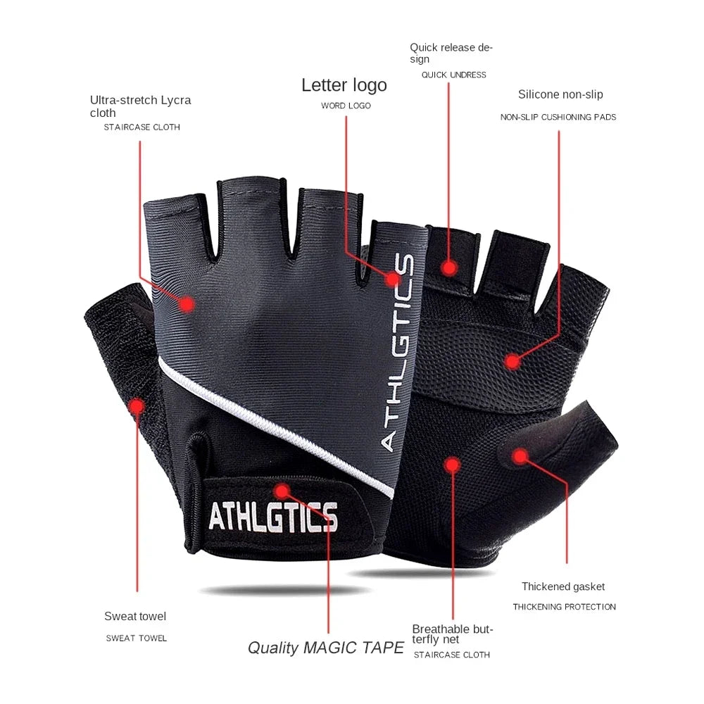 Breathable Cycling & Gym Gloves Fingerless Workout Gloves for Men & Women