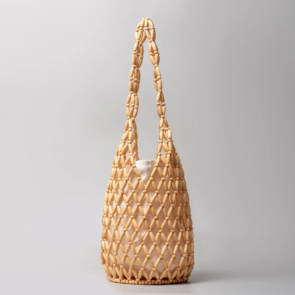 Women's Woven Bucket Bag- Hollow Out Beach Tote Shoulder Handbag