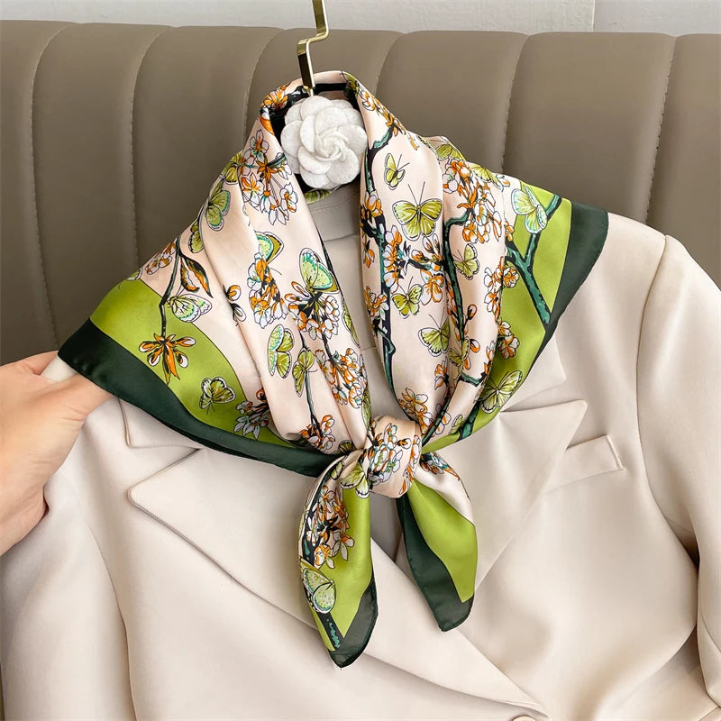 Luxury Silk Feeling Neckerchief for Women Designer Style Neck Wrap & Hair Accessory