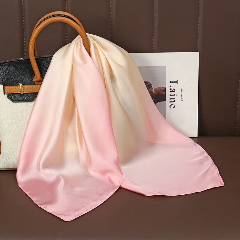 Luxury Print Satin Silk Square Scarf for Women Hijab Shawl & Elegant Wrap Accessory
