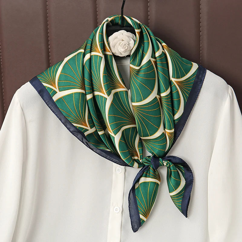 Luxury Print Satin Silk Square Scarf for Women Hijab Shawl & Elegant Wrap Accessory
