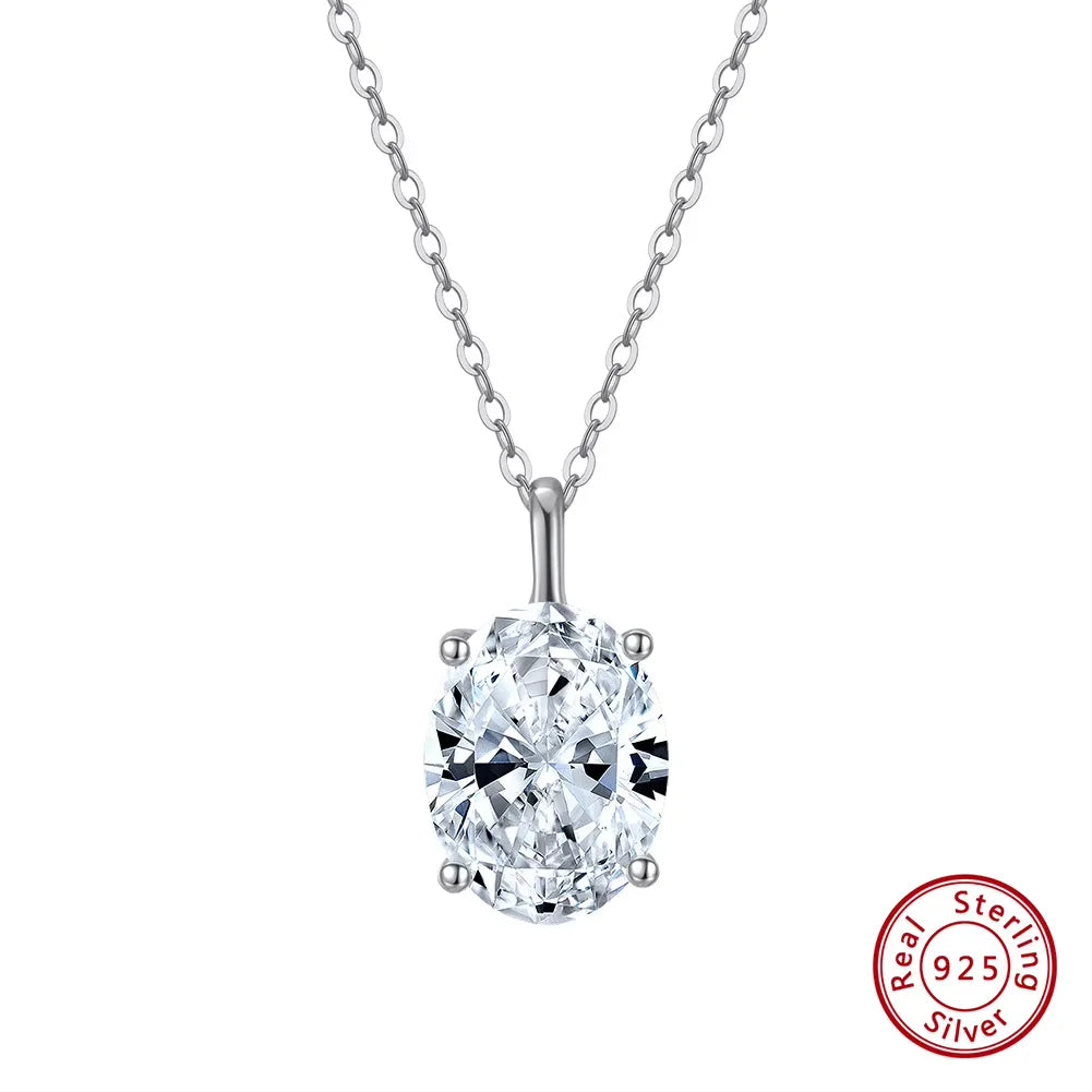 925 Sterling Silver Princess Cut Solitaire Necklace Cubic Zirconia Pendant