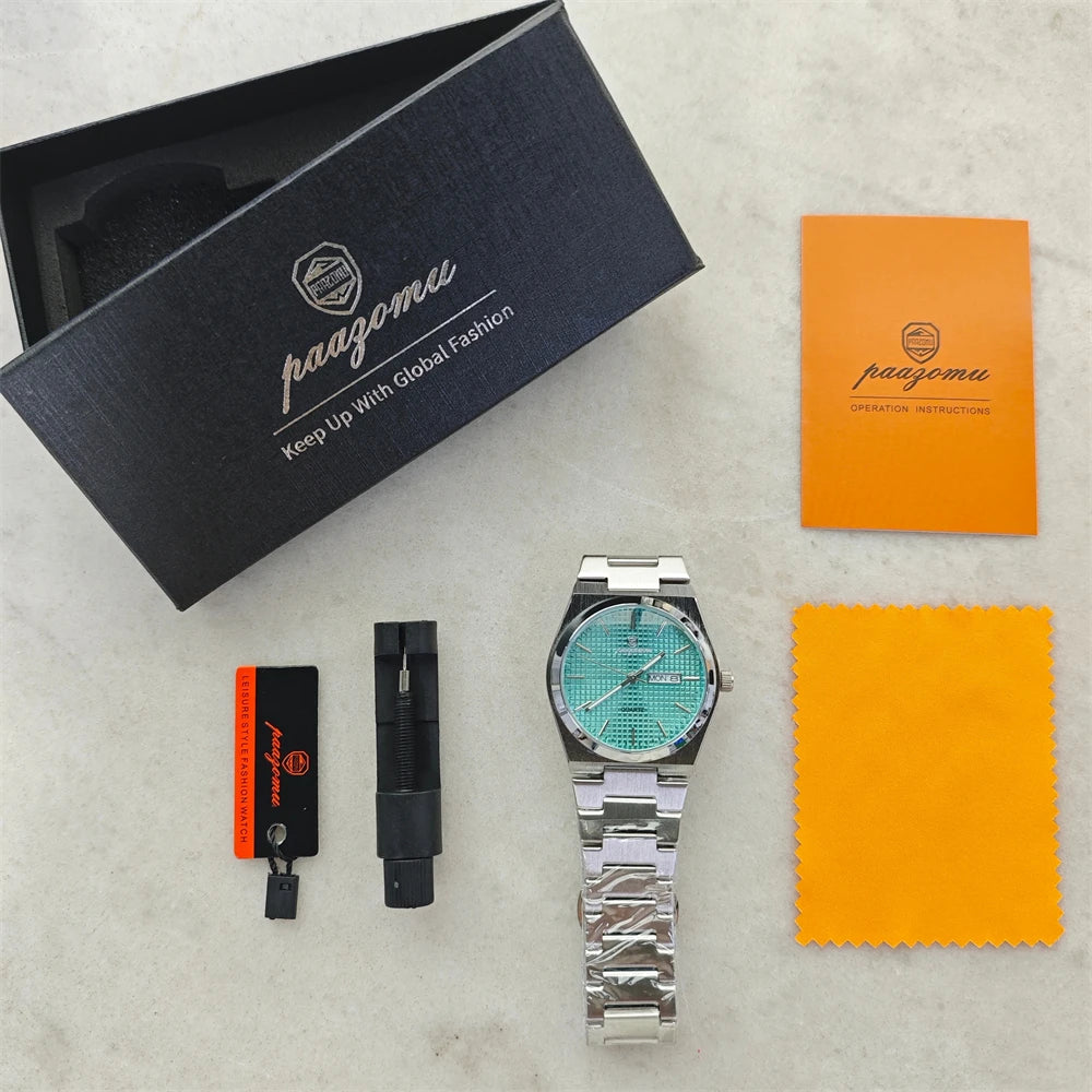 PAAZOMU Luxury Men's Chronograph Watch - Luminous, Waterproof, Dat Display