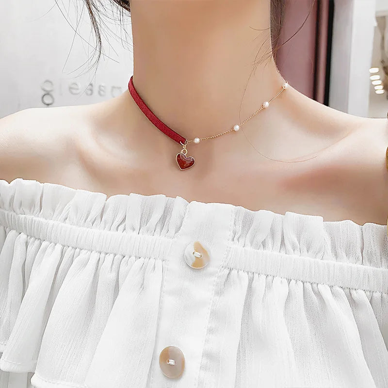 Crystal Zircon Water Drop Pendant Necklace - Invisible Chain Choker for Women