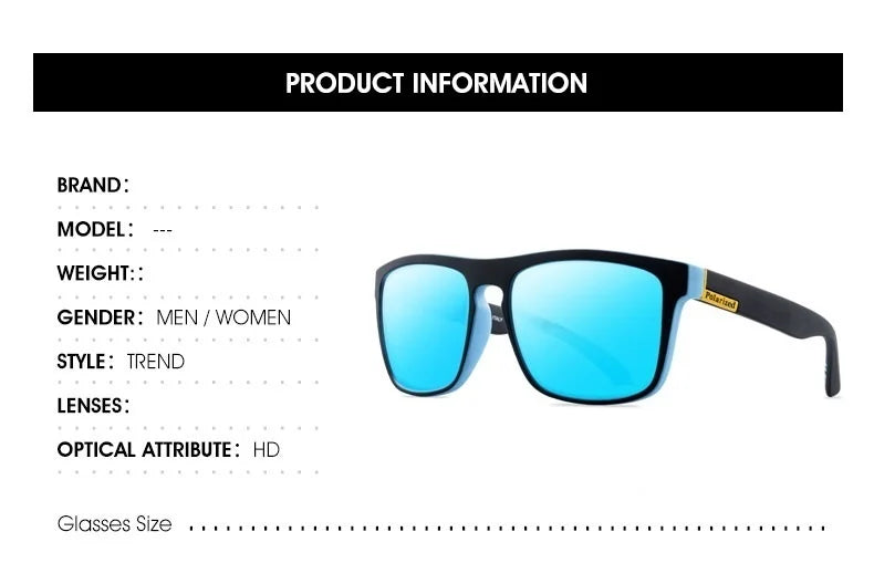 Fashion Square Polarized Sunglasses for Men- Vintage Designer UV400 Shades
