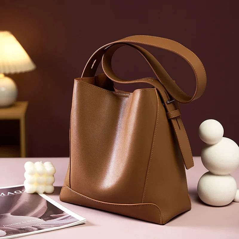 2025 Genuine Leather Buket Bag - Designer Crossbody Shoulder Bag for Women