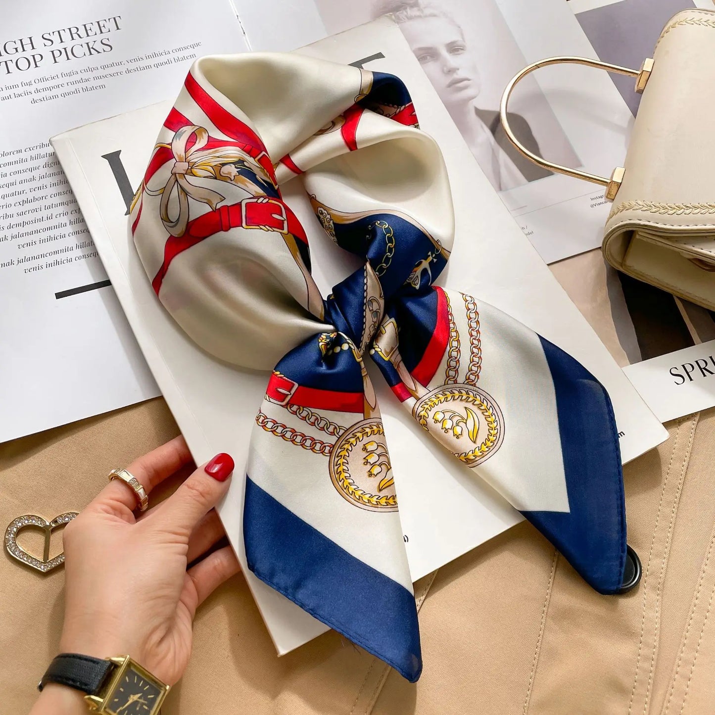 Luxury Silk Feeling Neckerchief for Women Designer Style Neck Wrap & Hair Accessory