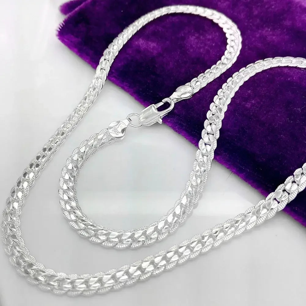 925 Sterling Silver Luxury 6mm Chain Necklace 20-60 Women & Men