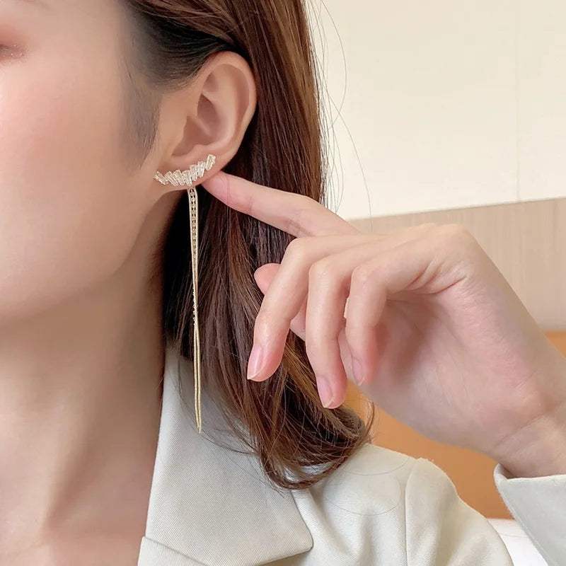 Rhinestone Tessel Drop Earrings