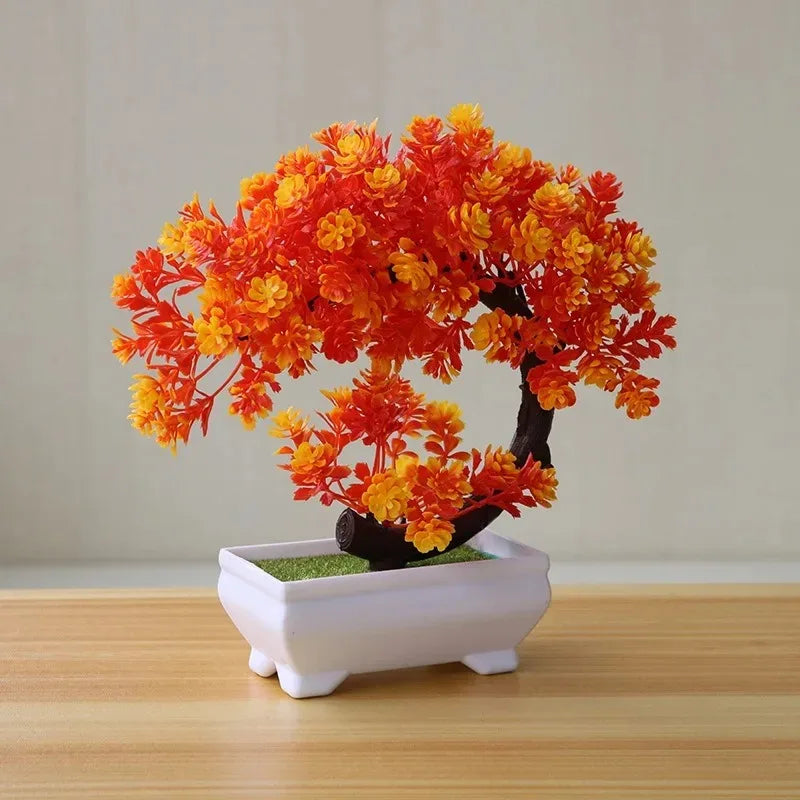 Artificial Bonsai with Faux Flowers Potted Fake Plant for Home, Wadding & Housewarmings Decor