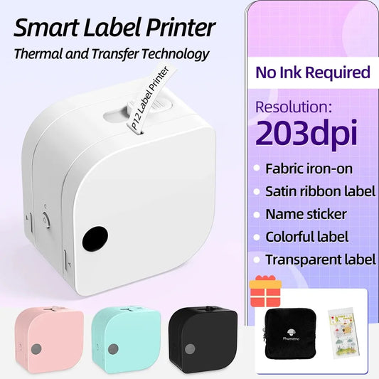 P12 Mini Bluetooth Labe Maker- Portable Sticker Printer with Multiple Templates