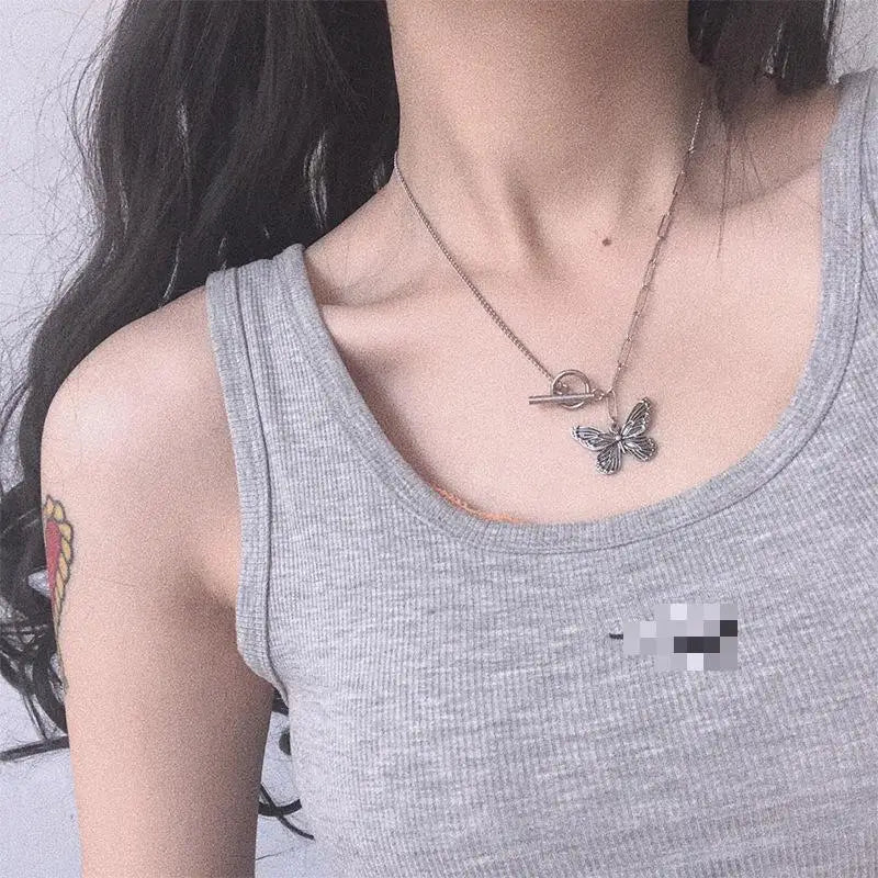 Crystal Zircon Water Drop Pendant Necklace - Invisible Chain Choker for Women