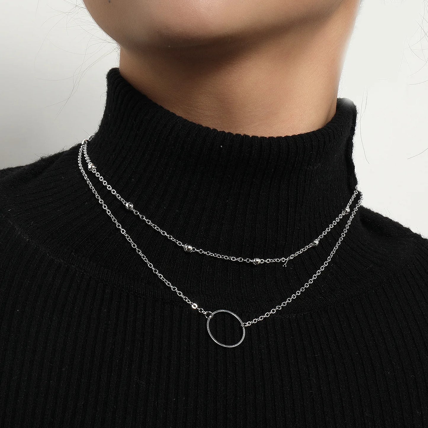 Crystal Zircon Water Drop Pendant Necklace - Invisible Chain Choker for Women