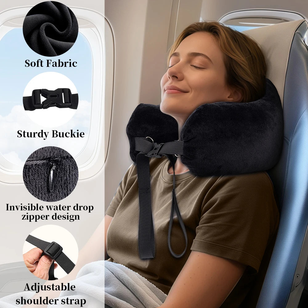Adjustable U-Shaped Travel Neck Pillow - Comfortable Support Travel for Rest