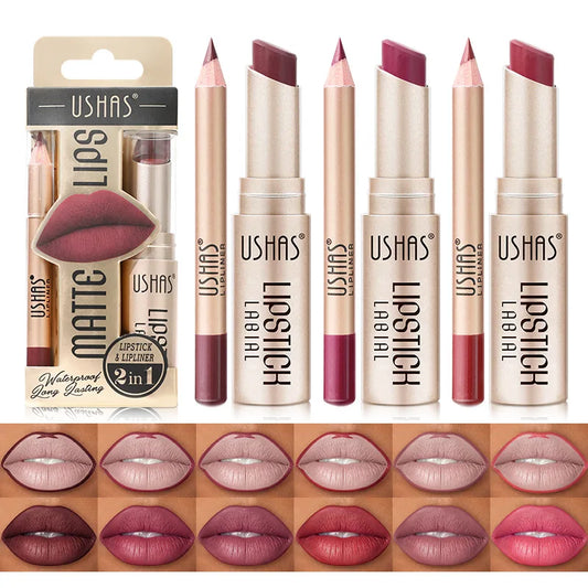 USHAS 12 Color Lip Liner Long-lasting Easy Coloring