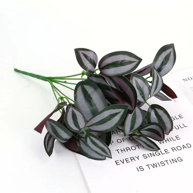 Artificial Silk Tortoiseshell Leaf Plant - Realistic Taro Dieffenbachia Fale Greenery for Home Decor