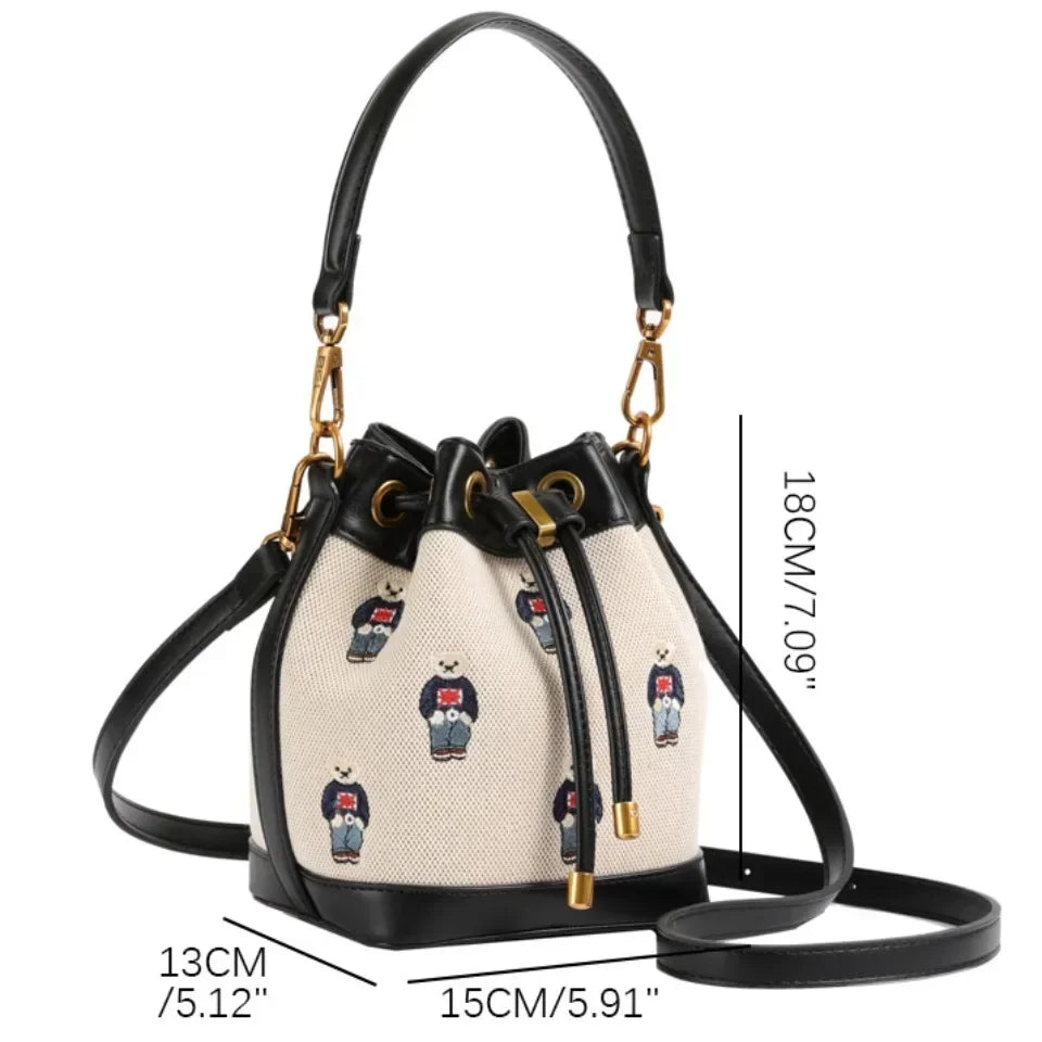 Luxury Drawstring Bucket Bag Large Capacity Women's Crossbody Shoulder Bag