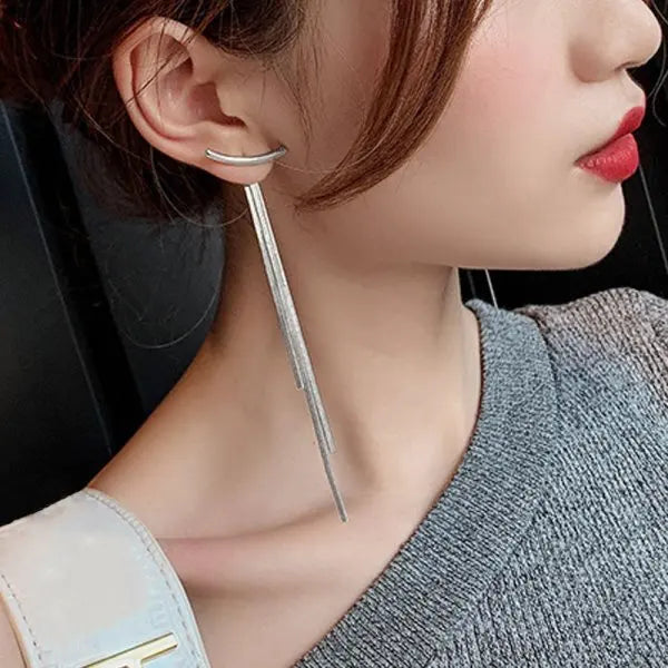 Rhinestone Tessel Drop Earrings