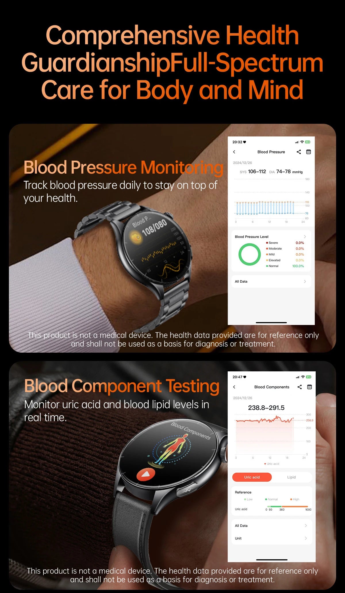 2025 Clinical Grade Laser Therapy Smartwatch - Blood Pressure Heart Rate Monitor