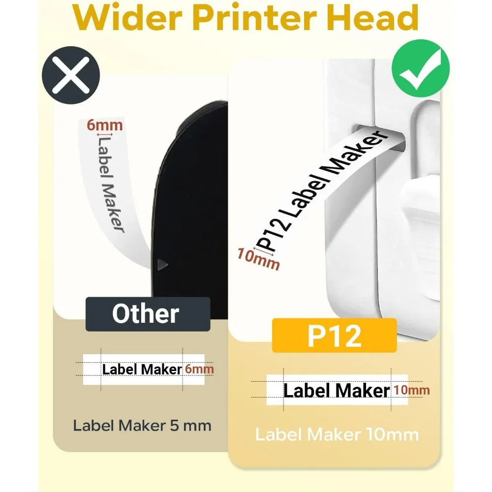 P12 Mini Bluetooth Labe Maker- Portable Sticker Printer with Multiple Templates