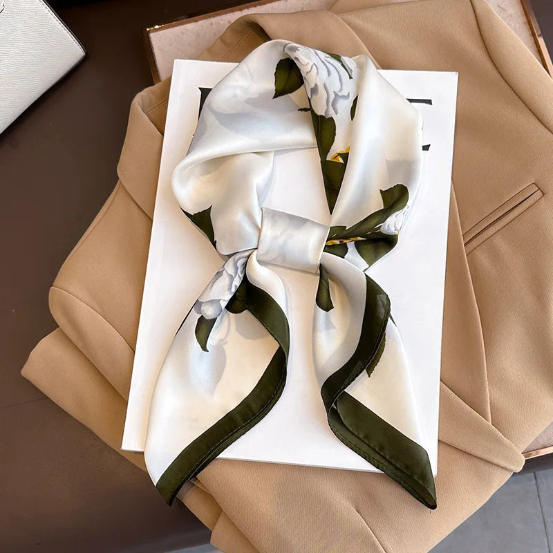 Luxury Silk Feeling Neckerchief for Women Designer Style Neck Wrap & Hair Accessory