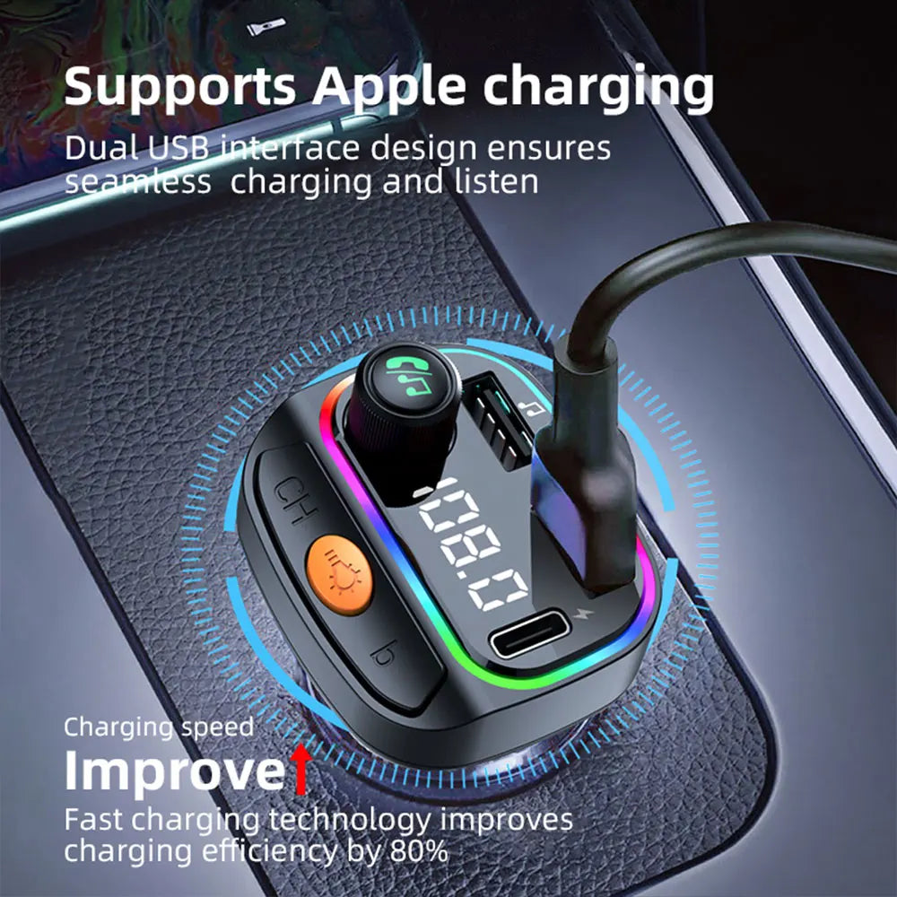 Car Bluetooth 5.3 M Transmitter - Wireless MP3 Player with Type - C Quick Charge Adapter