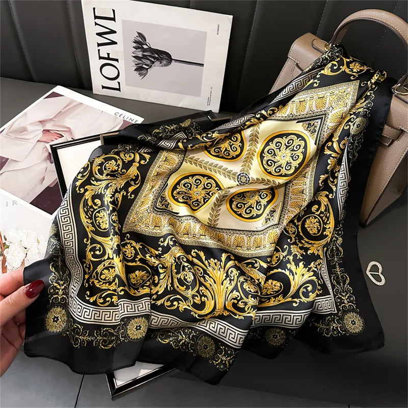 Luxury Silk Feeling Neckerchief for Women Designer Style Neck Wrap & Hair Accessory