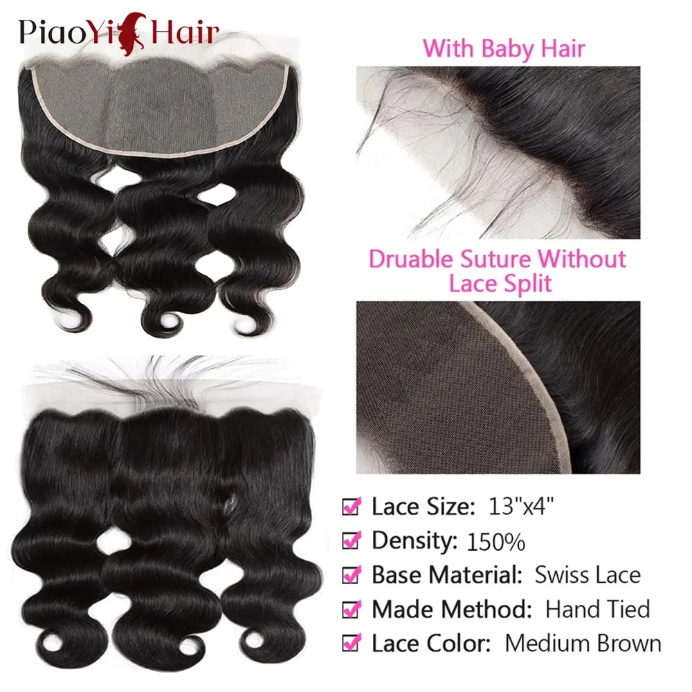 Body Wave HD Lace Front & Clouser - 100% Virgin Brazilian Human Hair 4x4, 5x5, 2x6, 13x4, 13x24 Inches