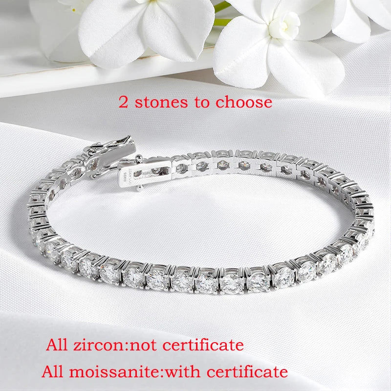 Smyoue 18k Gold Plated Moissanite Tennis Bracelet 925 Sterling Silver 3/4/5mm Women & Men