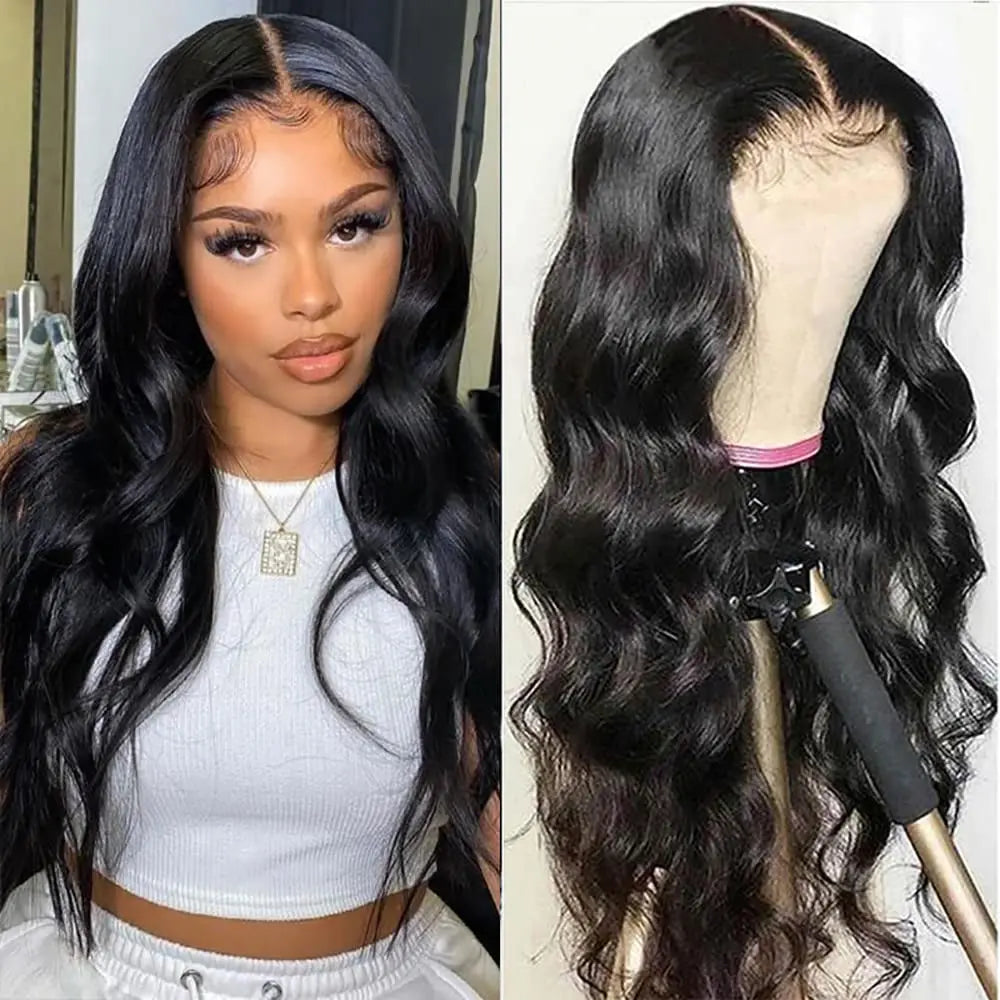 13x4 Transparent Lace Front Wig Front Wig Body Wave Human Hair Pre- Plucked Glueless for Women