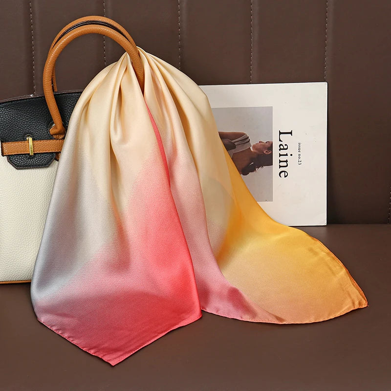 Luxury Print Satin Silk Square Scarf for Women Hijab Shawl & Elegant Wrap Accessory