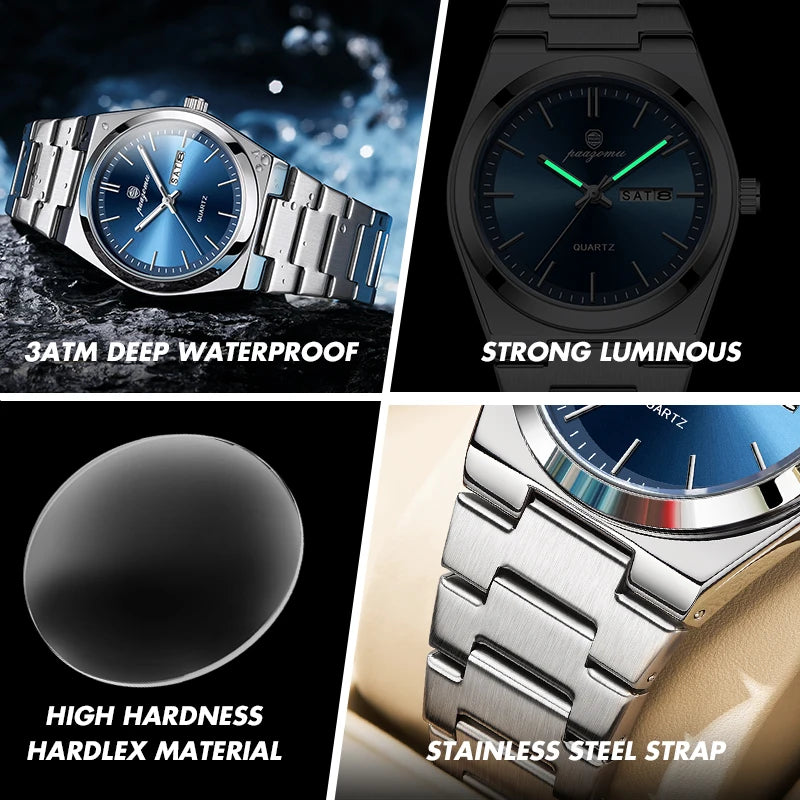PAAZOMU Luxury Quartz Men's Watch Sport Waterproof Wristwatch