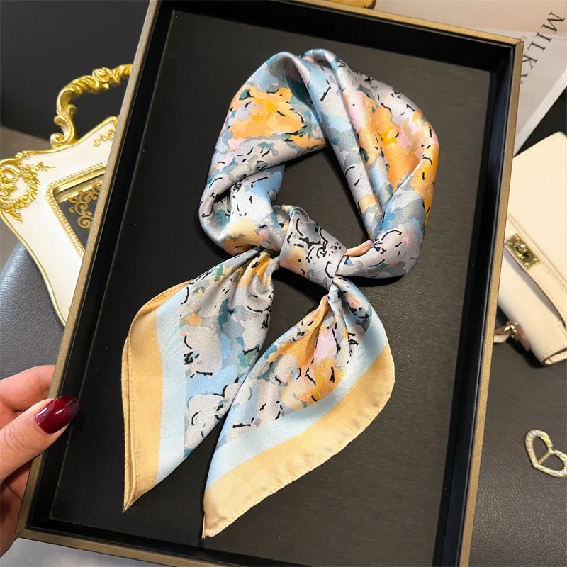 Bohemian Luxury Silk Square Scarf for Women Designer Print Shawl & Versatile Wrap