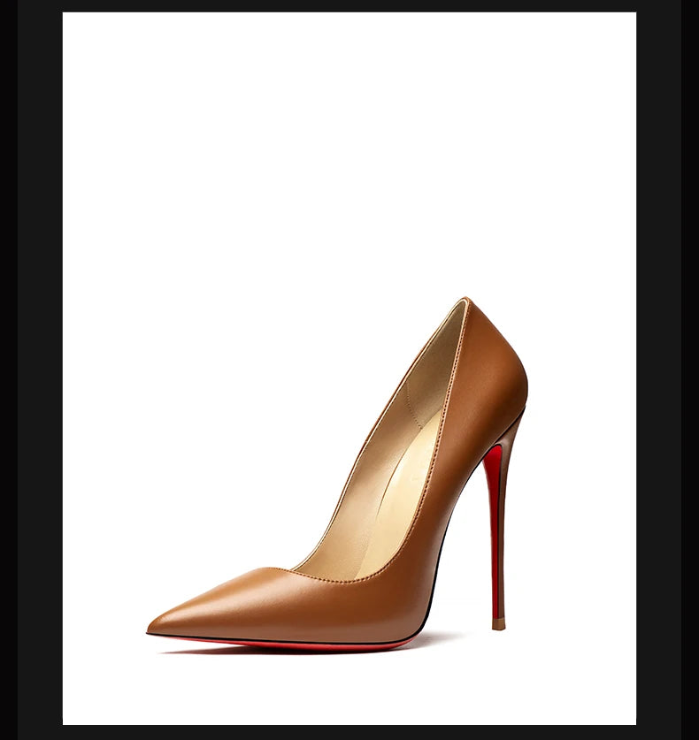 Heels for Ladies New Luxury Designer White Matte 12 cm High Heels Red Bottoms Pointed Toe Pumps Elegant Women Party Prom Shoes