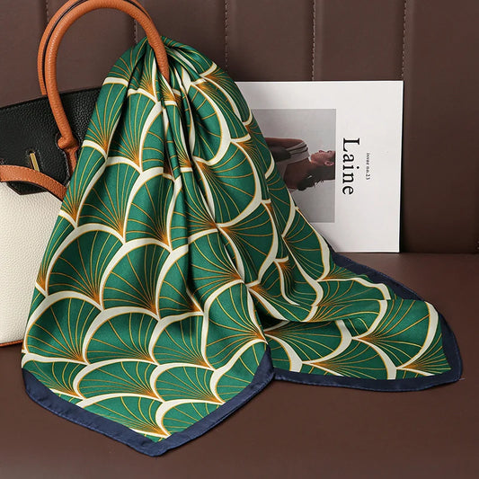 Luxury Print Satin Silk Square Scarf for Women Hijab Shawl & Elegant Wrap Accessory