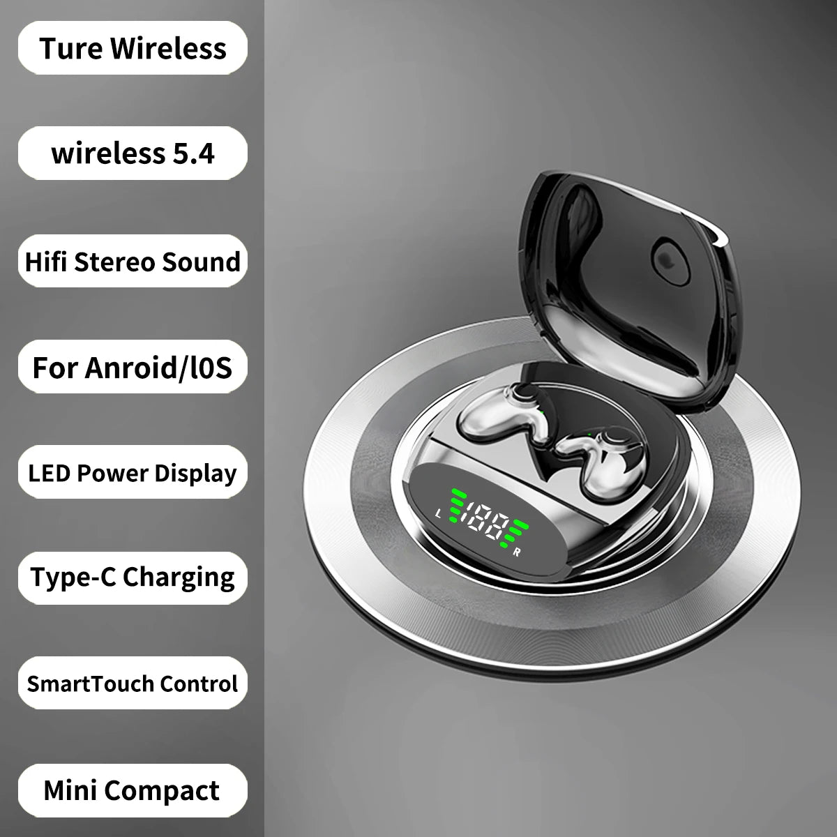 Wireless Bluetooth 5.3 Sleep & Sport Earbuds Waterproof Noise Cancelling Mini Headphones