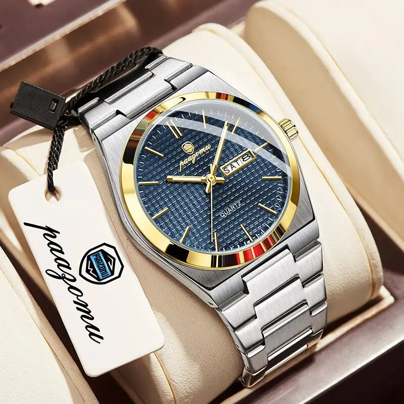 PAAZOMU Luxury Men's Chronograph Watch - Luminous, Waterproof, Dat Display