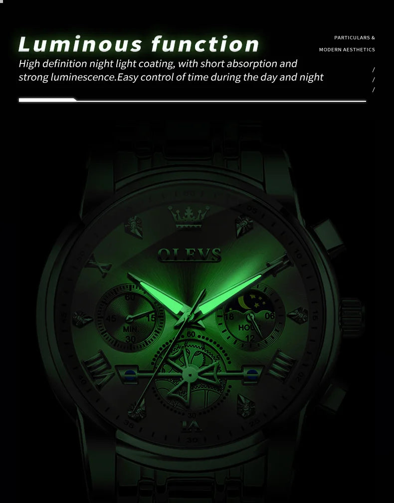 OLEVS Men's Classic Multifunctional Flywheel Automatic Watch -elegant & Precise
