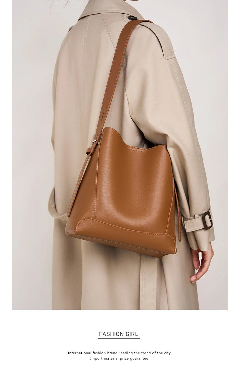 2025 Genuine Leather Buket Bag - Designer Crossbody Shoulder Bag for Women