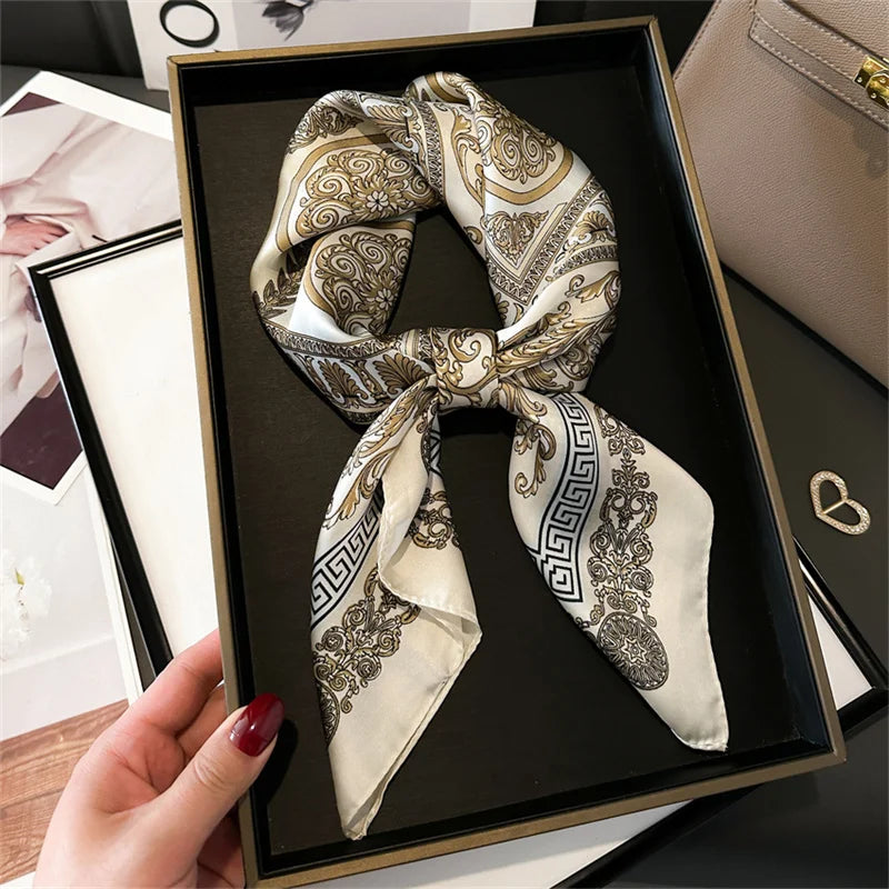 Luxury Silk Feeling Neckerchief for Women Designer Style Neck Wrap & Hair Accessory