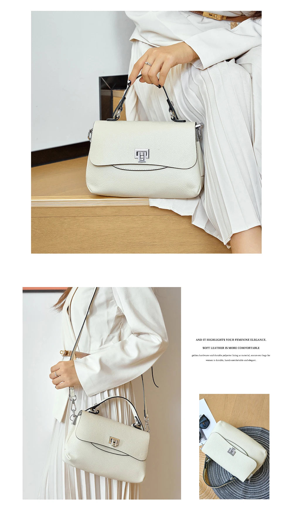 Women's Genuine Leather Top - Handle Envelop Bag - Luxury Crossbody Handbag