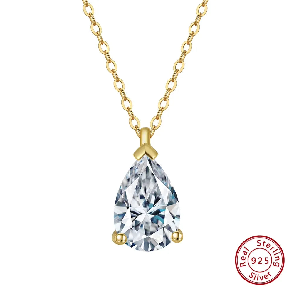925 Sterling Silver Princess Cut Solitaire Necklace Cubic Zirconia Pendant