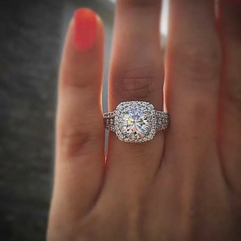 925 Sterling Silver Cubic Zirconia Engagement Ring