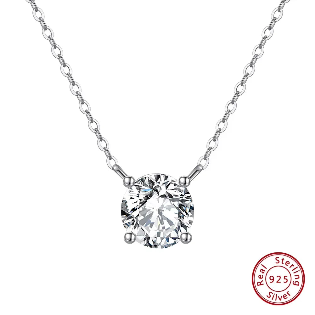 925 Sterling Silver Princess Cut Solitaire Necklace Cubic Zirconia Pendant